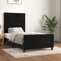 Bedframe met hoofdeinde fluweel zwart 90x190 cm - thumbnail