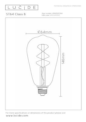 Lucide ST64 Class B - Filament lamp - Ø 6,4 cm - LED Dimb. - E27 - 1x7W 2700K - Transparant