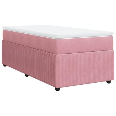 Boxspring met matras fluweel roze 140x200 cm