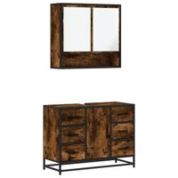 2-delige Badkamermeubelset bewerkt hout gerookt eikenkleurig - thumbnail