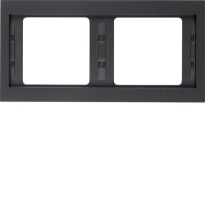 Berker K1 afdekraam 2 voudig antraciet mat gelakt horizontaal