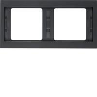 Berker K1 afdekraam 2 voudig antraciet mat gelakt horizontaal - thumbnail