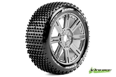 Louise B-HORNET Soft banden op black chrome spaakvelgen voor 1/8 buggy