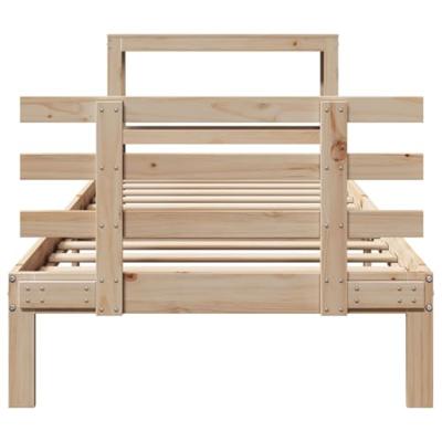 Bedframe met hoofdbord massief grenenhout 90x200 cm