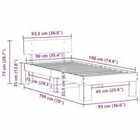 Bedframe met hoofdeinde Bruin 90 x 190 cm Massief grenenhout - thumbnail