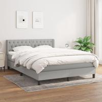 Boxspring met matras stof lichtgrijs 140x200 cm - thumbnail
