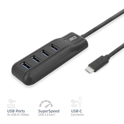 ACT AC6420 USB-C hub zwart - thumbnail