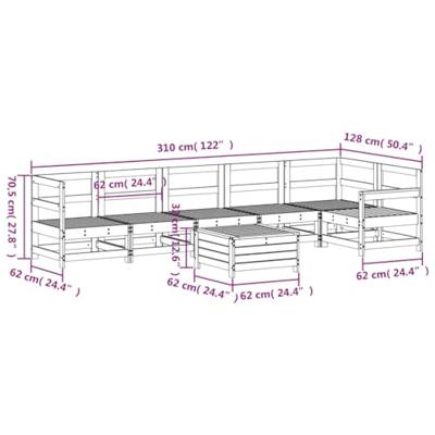 7-delige Loungeset massief grenenhout wit