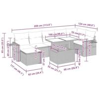 8-delige Loungeset met kussens poly rattan lichtgrijs - thumbnail
