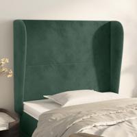 Hoofdbord met randen 83x23x118/128 cm fluweel donkergroen - thumbnail