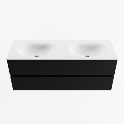 MONDIAZ VICA 130cm badmeubel onderkast Urban 4 lades. Wastafel MOON dubbel 2 kraangaten, kleur Talc.