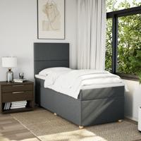 Boxspring met matras stof donkergrijs 90x190 cm - thumbnail