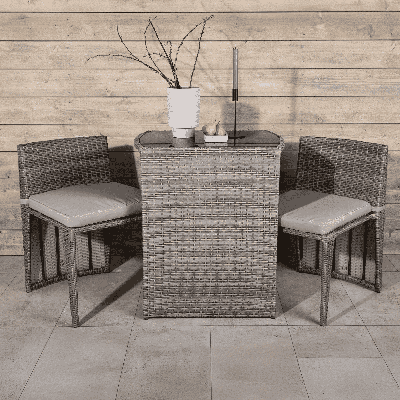 Nohr Bistroset 'Daneisha' Wicker, kleur Grijs