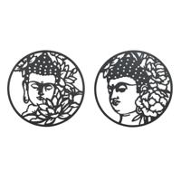 Wanddecoratie DKD Home Decor 100 x 1 x 100 cm Zwart Boeddha Orientaals (2 Stuks) - thumbnail
