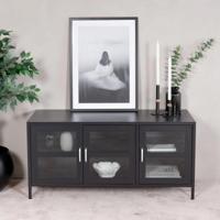 Nohr TV-meubel 'Cerita' 120cm, Metaal en glas, kleur Zwart - thumbnail