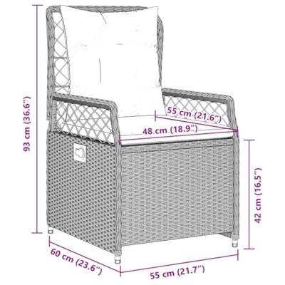 Tuinstoelen 2 st verstelbaar poly rattan lichtgrijs