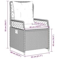 Tuinstoelen 2 st verstelbaar poly rattan lichtgrijs - thumbnail