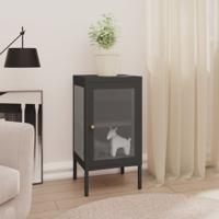 VidaXL Dressoir 38x35x70 cm staal en glas antracietkleurig - thumbnail
