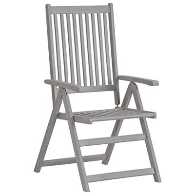Tuinstoelen 2 st verstelbaar massief acaciahout grijs