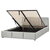 Beliani-BOUSSE-Tweepersoons boxspring-Lichtgrijs-160 x 200 cm-Fluweel - thumbnail