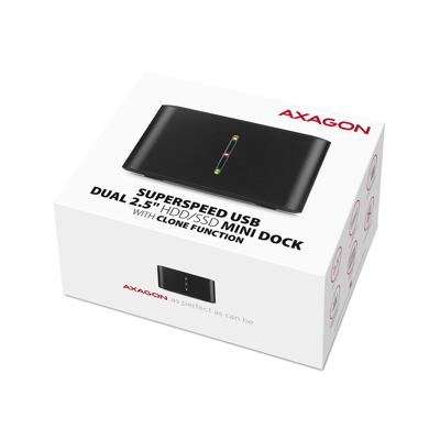 AXAGON ADSA-D25 USB-A 3.2 Gen 1 SATA 6 Gb/s Harde schijf-dockingstation 2.5 inch Met clone-functie