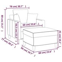 Fauteuil met voetenbank 60 cm fluweel blauw - thumbnail