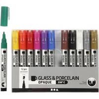 Glas porseleinstiften crea comp 1-2mm 12 kleuren - thumbnail