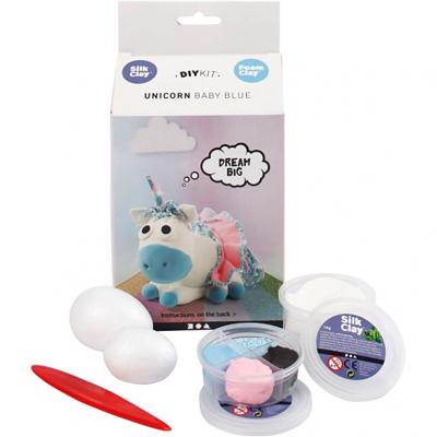 Silk Clay funny friends, unicorn, blauw, 1 doos