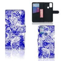 Telefoonhoesje met Naam Alcatel 1S (2021) Angel Skull Blauw - thumbnail