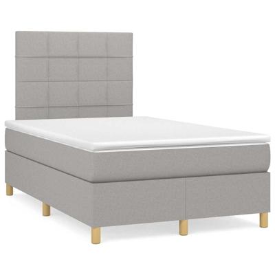 Boxspring met matras en LED stof lichtgrijs 120x190 cm
