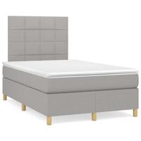 Boxspring met matras en LED stof lichtgrijs 120x190 cm - thumbnail