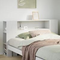 Hoofdbord met opbergruimte 120 cm massief grenenhout wit - thumbnail