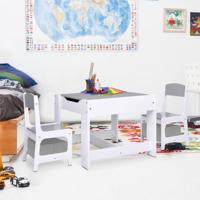 Kindertafel met 2 stoelen MDF wit - thumbnail