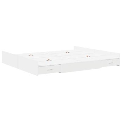 Opbergbedframe met hoofdeinde Wit 200 x 200 cm Bewerkt hout