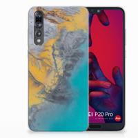 Huawei P20 Pro | TPU | Siliconen hoesje | Marble Blue Gold - thumbnail