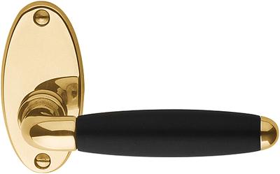 Formani TIMELESS 1932MRO deurkruk ongeveerd op rozet - messing ongelakt/ebbenhout