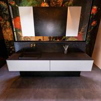 Badkamermeubelset Mondiaz Erin 200 cm met 2 Lades met RIDGE Wastafel Links Urban Zonder Kraangaten Greeploos Mat Cale - thumbnail