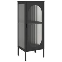 Dressoir 40x35x105 cm glas en staal zwart - thumbnail