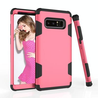 Voor Samsung Galaxy Note 8 Contrast Kleur Silicone + PC Schokbestendig Hoesje (Rose Red + Zwart)