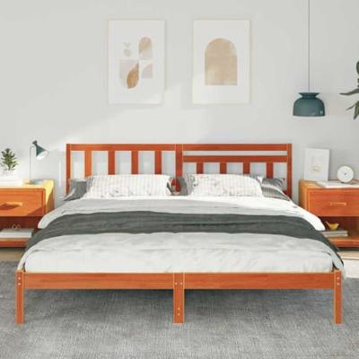 Bedframe Wasbruin 200 x 200 cm Massief grenenhout