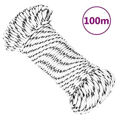 VidaXL Boottouw gevlochten 4 mmx100 m polyester wit4 VidaXL Boottouw gevlochten 4 mmx100 m polyester wit4