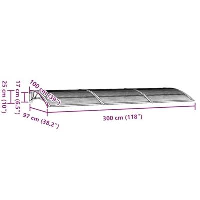 VidaXL Deurluifel 300x100 cm polycarbonaat zwart