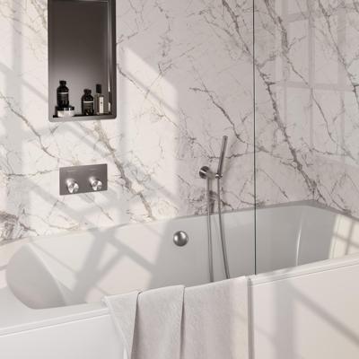 Inbouwthermostaat set Brauer Carving Met Drukknoppen Incl Baduitloop en Afvoer RVS (Keuze Handdouche)