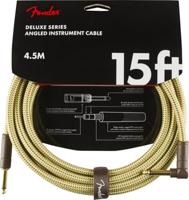 Fender Deluxe Cables instrumentkabel 4.5m geel tweed recht+haaks - thumbnail