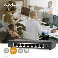 Nedis NSWH8P110BK Netwerk-switch Bekabelde Snelheid: Gigabit Aantal Ethernetpoorten: 8 - thumbnail
