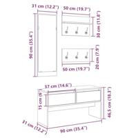 4-delige Garderobe set bewerkt hout betongrijs - thumbnail