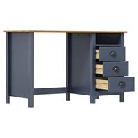 VidaXL Bureau hill 3 lades 120x50x74 cm massief grenenhout grijs - thumbnail