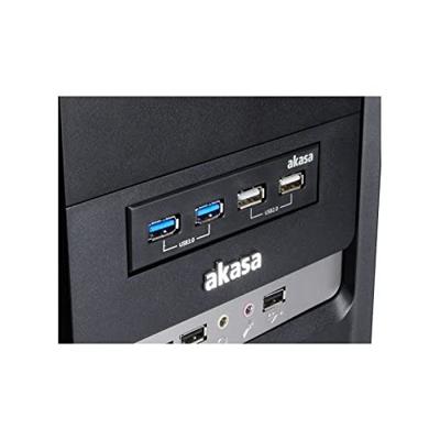 Akasa Akasa InterConnect S - Anschlüsse am vorderen Bedienfeld des Speicherschachts (A 4 poorten USB 3.2 Gen 1-, USB 2.0-front-adapter-hub Zwart - thumbnail