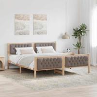 Bedframe met hoofdeinde Taupe 160 x 200 cm Massief grenenhout - thumbnail