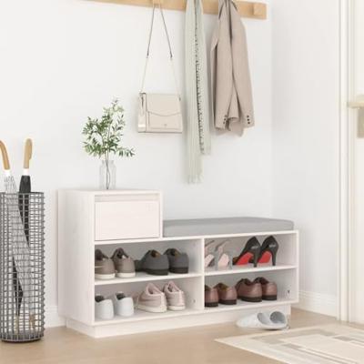 VidaXL Schoenenkast 110x34x61 cm massief grenenhout wit